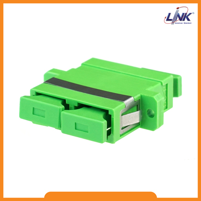 Duplex Adapter SM/APC Ceramic Sleeve Green Housing. F.O. Adapter & Outlet.