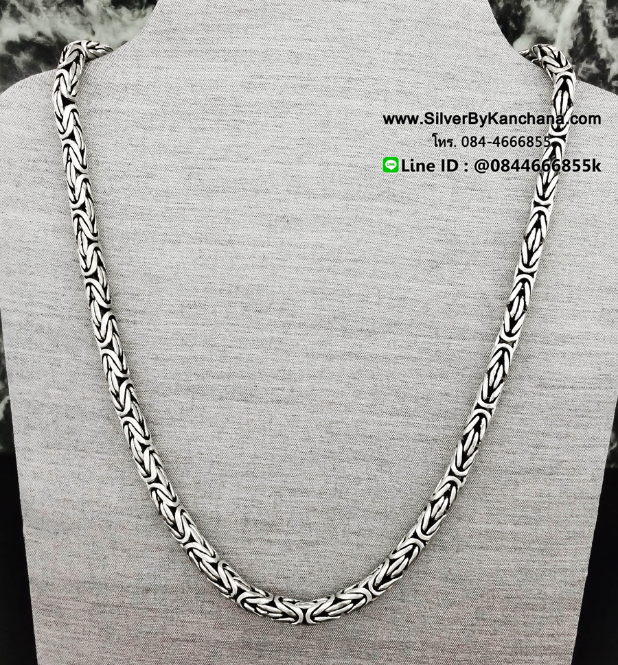 สร้อยคอเงินแท้ ลายบาหลี ลงยา หนา 5.5 มิล ยาว 18 - 30 นิ้ว