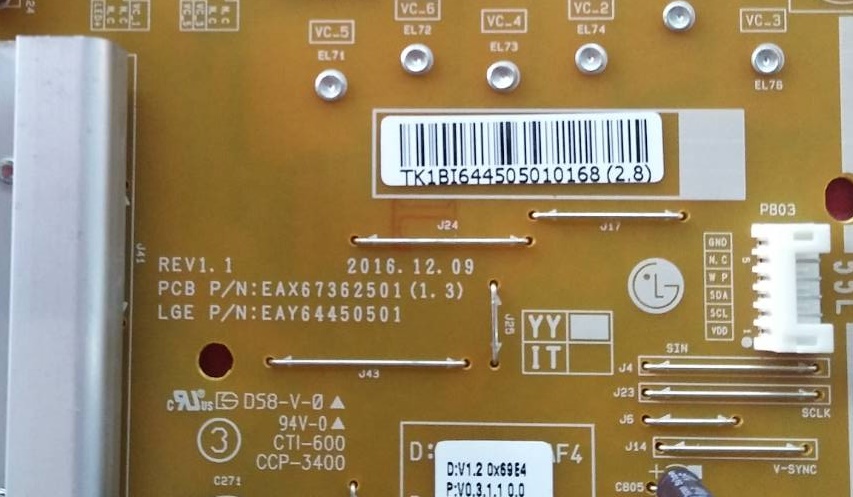 POWER SUPPLY LG (ซับพลาย แอลจี) อะไหล่แท้/ของถอด ใช้กับรุ่น 55UJ652T-TB.ATMTLJD :55UJ652T-TB.ATMYLJD :55UK6500PTC.ATMTLJD :55UK6500PTC.ATMWLJD :55UV340C-TB.AAUYLH :55UV340C-TB.BTMYLJD พาร์ท EAY64450501 EAX67362501