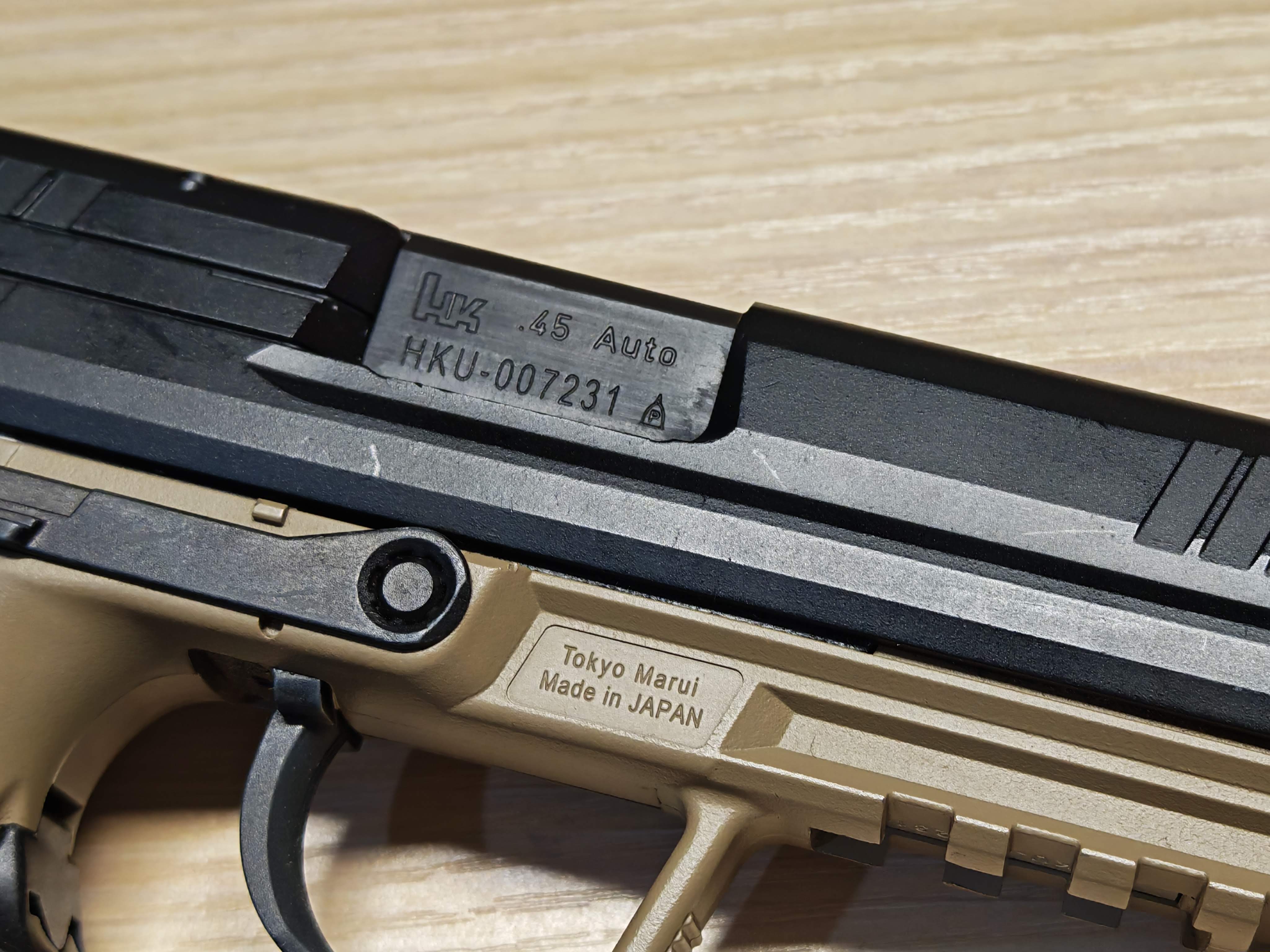 Tokyo Marui HK45 Tactical Two Tone + เก็บเสียง GBB BB Gun บีบีกัน แบบแก๊ส ปืนอัดลม มือสอง Airsoft Gun