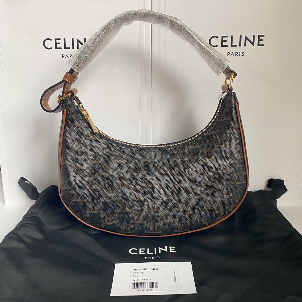 New Celine Ava tan อุปกรณ์ การ์ด ถุงผ้า ถุงกระดาษ สำเนาใบเสร็จ ปี 22