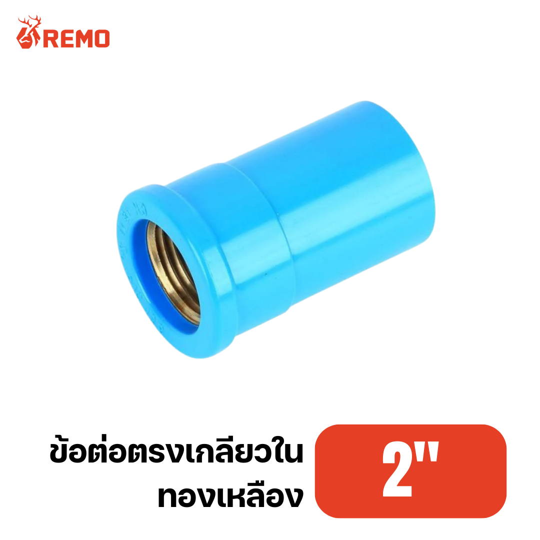 ข้อต่อตรงเกลียวในทองเหลือง PVC 1/2"