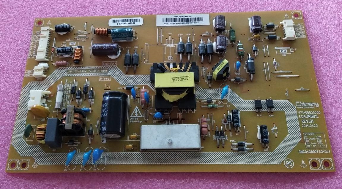 POWER SUPPLY TOSHIBA (ซับพลาย โตชิบา) อะไหล่แท้/ของถอด ใช้กับรุ่น 32L2450VT พาร์ท V71A00030500 ใช้แทน V71A00028700 ได้