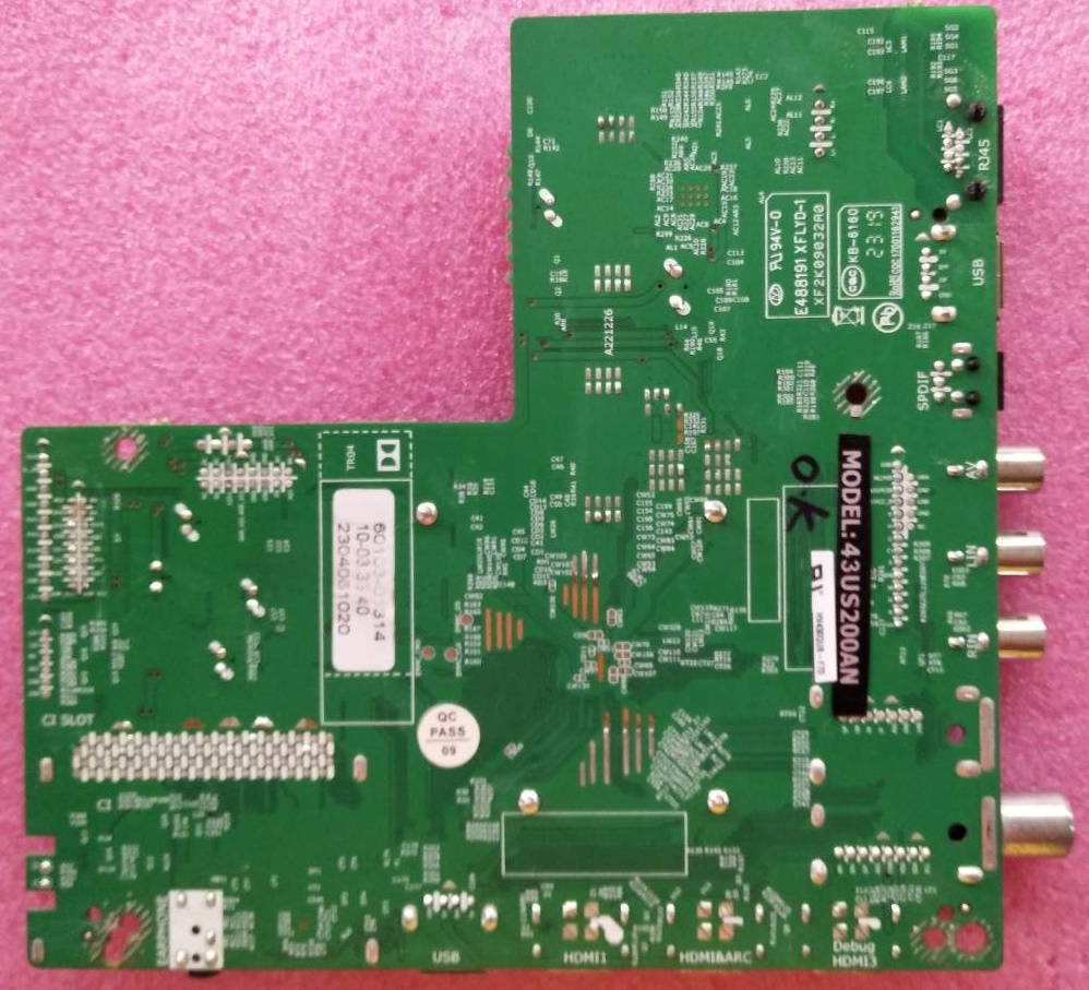 เมนบอร์ดทีวีอะโคเนติค ACONATIC ของแท้ถอดจากเครื่อง ใช้กับรุ่น 43US200AN พาร์ทLT-2874WV6.2-A เวอร์ชั่นทีคอน HV430QUBF70