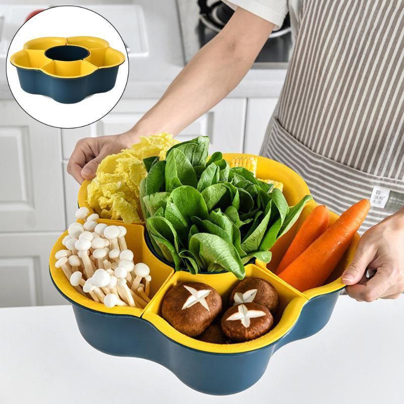 Fruit and Vegetable Strainer ตะกร้าล้างผัก 5 ช่องพร้อมตะแกรง ขนาด 33x33x11 cm