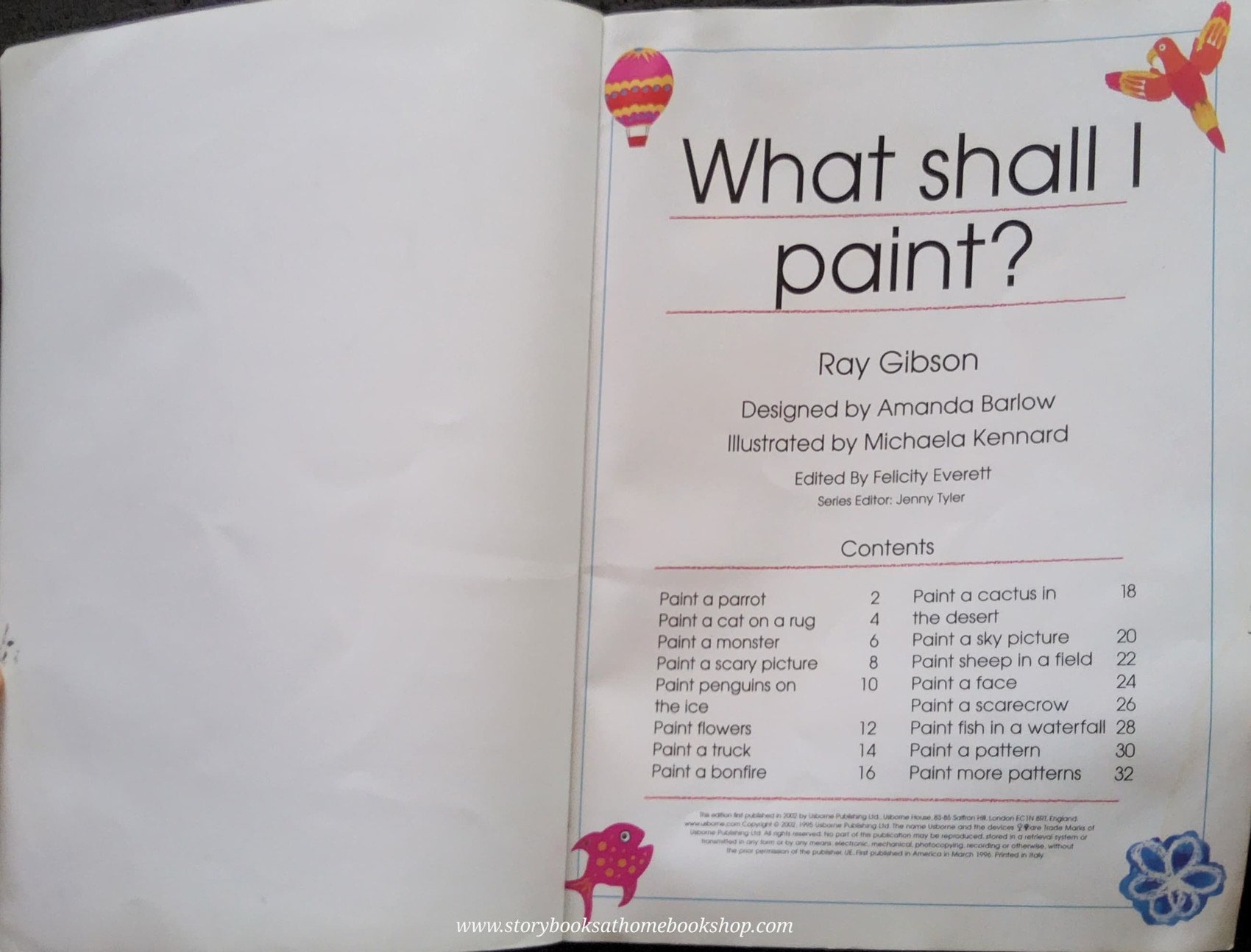 Activities book** ð
ð
USBORNE ACTIVITIES:WHAT'S SHALL I PAINT
