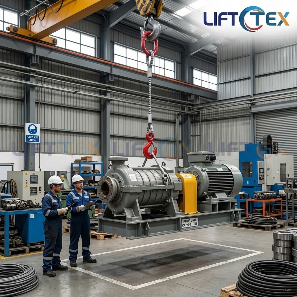 ลวดสลิง 1 ขา ยกเครื่องจักรด้วยเครน Wire Rope Sling 1 Leg LIFTTEX