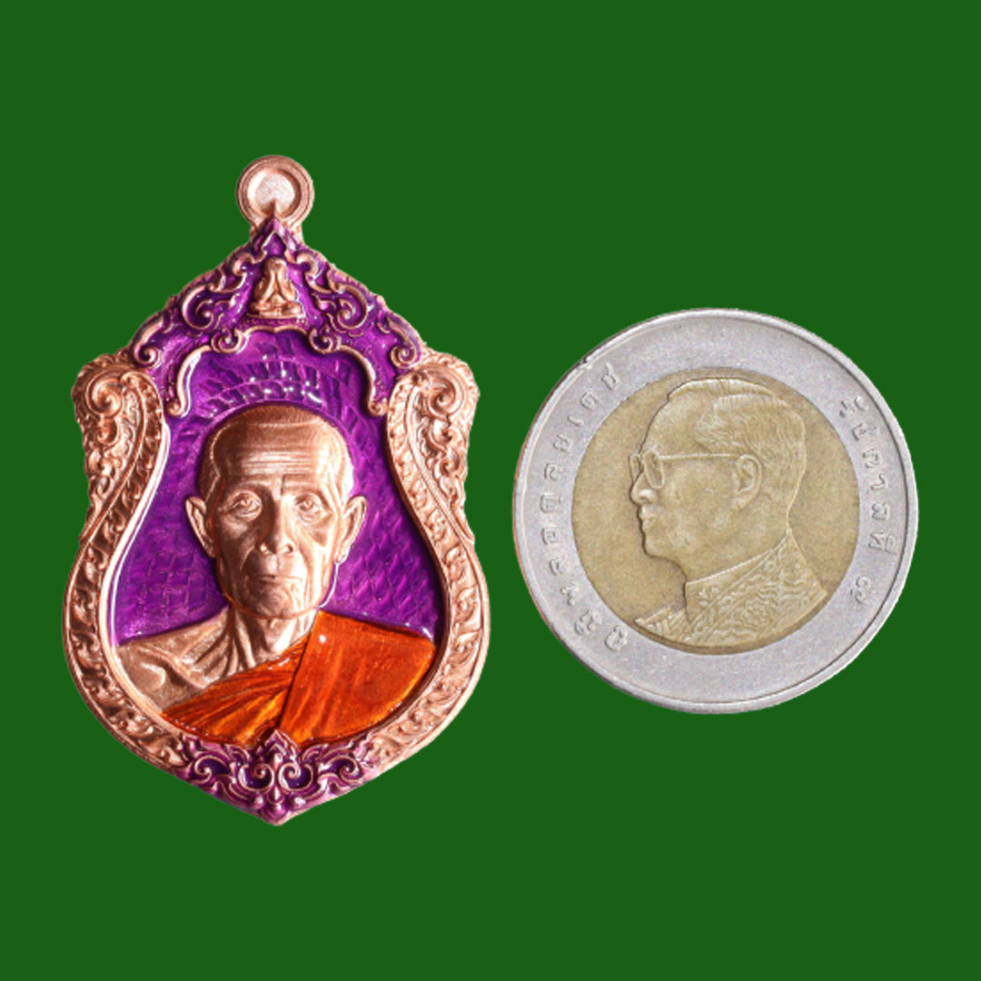 เหรียญเสมาหลวงปู่โต๊ะ วัดประดู่ฉิมพลี รุ่นบูรณะอุโบสถ ปี66 เนื้อทองแดงผิวไฟ ลงยาม่วง