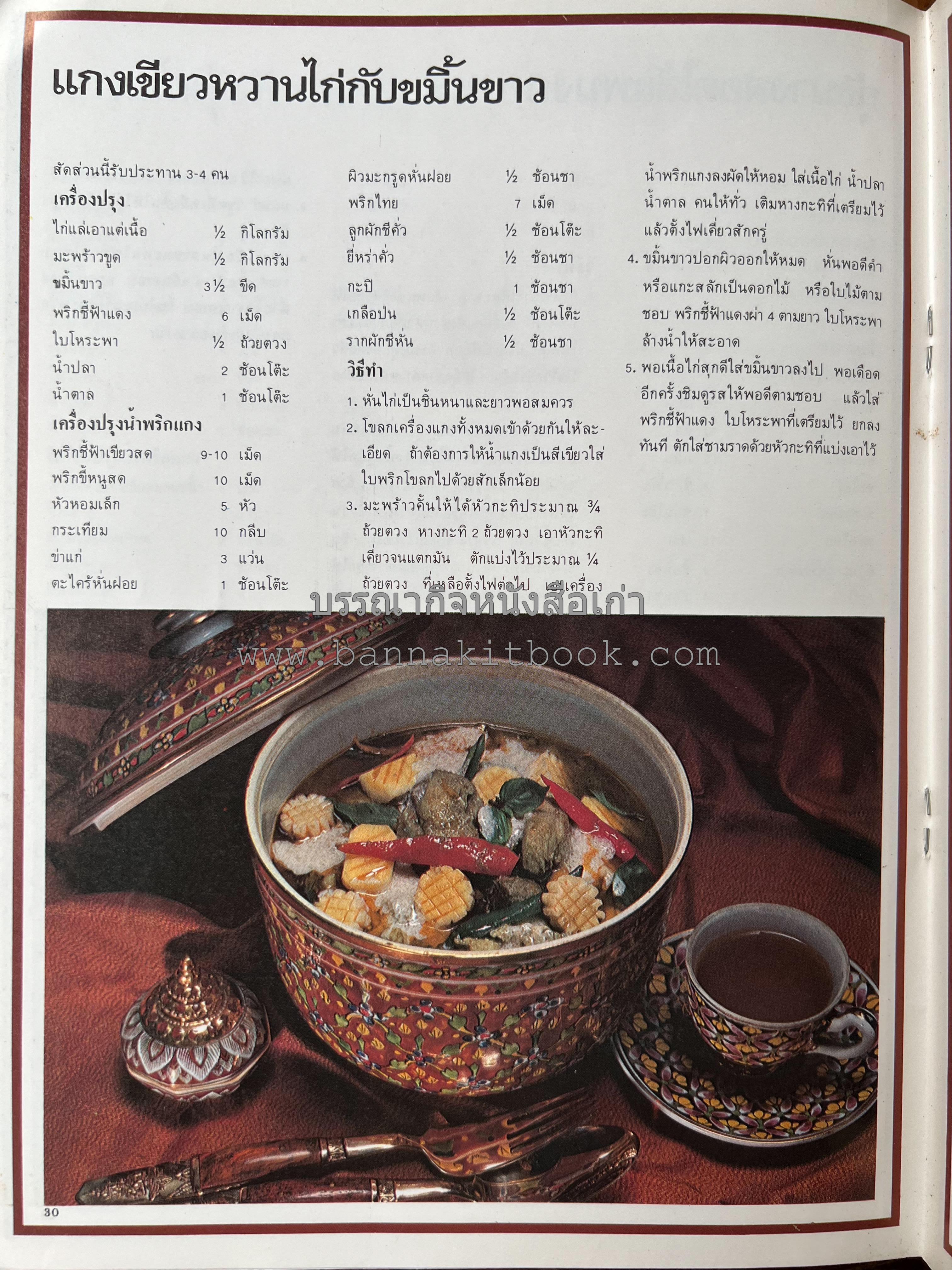 อาหารการกินของชาวรัตนโกสินทร์ โดย : ศาสตราจารย์ คุณหญิงเต็มสิริ บุณยสิงห์ (ตำราอาหารคาว อาหารว่าง ของหวาน).