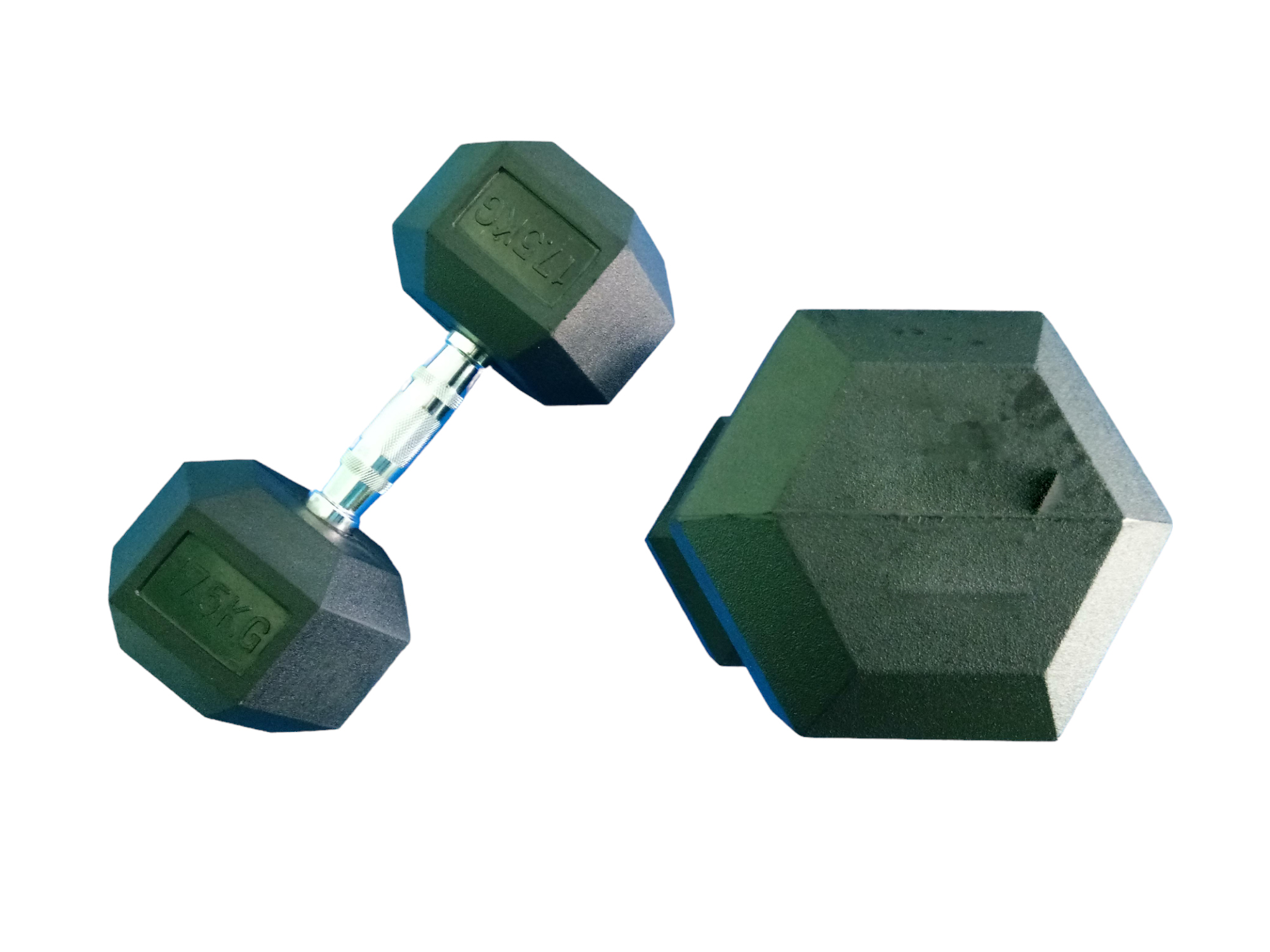 Dumbbell Hex ดัมเบล ทรง 6 เหลี่ยม ดัมเบลเหล็กหุ้มยาง 17.5 KG. (1 คู่)