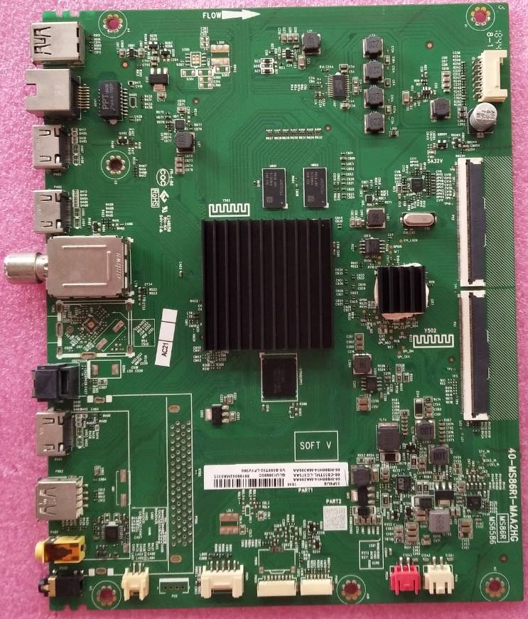 เมนบอร์ดทีวีทีซีแอล (Mainboard TV TCL) ของแท้ถอดจากเครื่อง ใช้กับรุ่น LED55P6US พาร์ท 40-MS86R1-MAA2HG เวอร์ชั่น 2 สายแพ