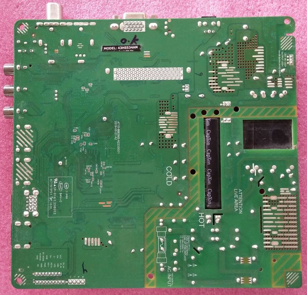 เมนบอร์ดทีวี อะโคเนติค ACONATIC ของแท้ถอดจากเครื่อง ใช้กับรุ่น43HS534AN พาร์ท 6683M3C1 ใช้T-CON พาร์ท6870C-0801A