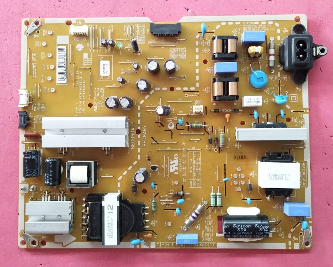 POWER SUPPLY LG (ซับพลาย แอลจี) อะไหล่แท้/ของถอด ใช้กับรุ่น 55UJ652T-TB.ATMTLJD :55UJ652T-TB.ATMYLJD :55UK6500PTC.ATMTLJD :55UK6500PTC.ATMWLJD :55UV340C-TB.AAUYLH :55UV340C-TB.BTMYLJD พาร์ท EAY64450501 EAX67362501
