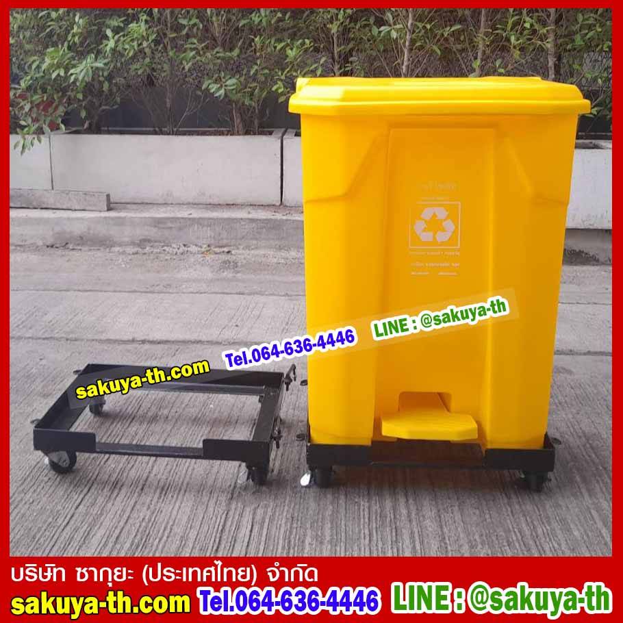 โครงเหล็กวางถังขยะ 60 ลิตร ขนาด 1 ช่อง ไม่มีป้ายแผงหลัง