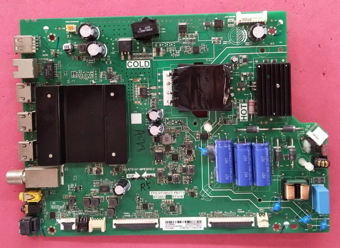 เมนบอร์ดทีวีทีซีแอล(Oneboard TV TCL) ของแท้ถอดจากเครื่อง รุ่น43P615 :TPD.RT2851T.PB771 เวอร์ชั่นทีบาร์V430DJ1-Q01