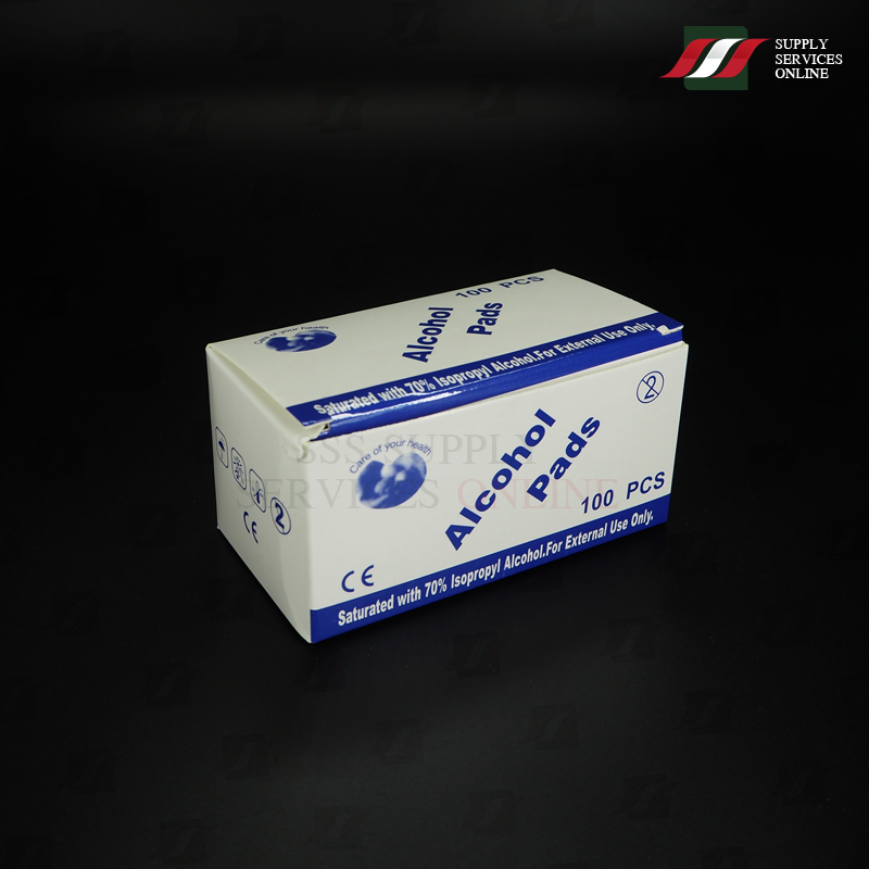 Alcohol pad 75% แอลกอฮอล์สแผ่น สำหรับทำความสะอาด เพื่อทำการฆ่าเชื้อ 100ชิ้น/กล่อง