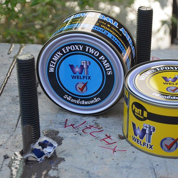 กาวอีพ็อกซี่ AB Welfix Epoxy 2 part น้ำยาเจาะเสียบเหล็ก กาวเสียบเหล็ก สำหรับงานเสียบเหล็กและเชื่อมประสาน ติดเหล็ก 2กิโล