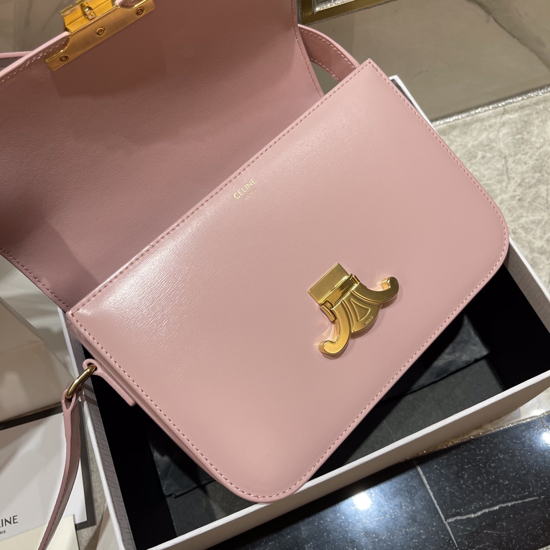 [Pre-order] Celine Teen Triomphe Bag in shiny calfskin PaltelPink งานเกรดเทียบแท้ งานvip คุณภาพดีที่สุด