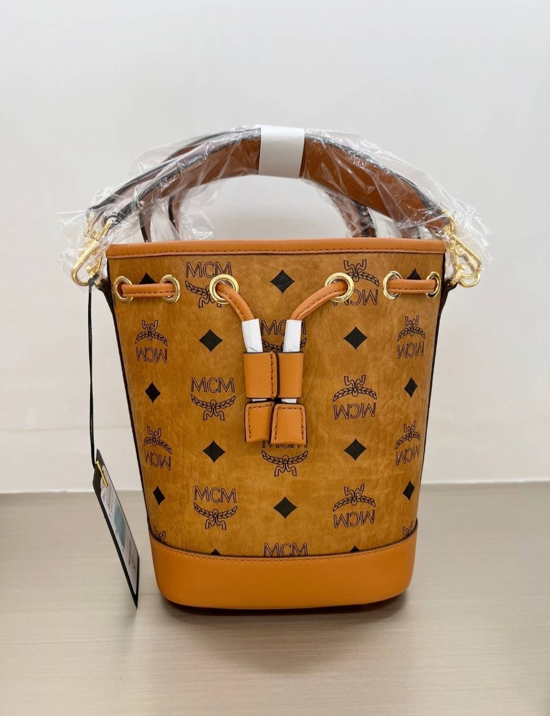 New Mcm drawstring mini