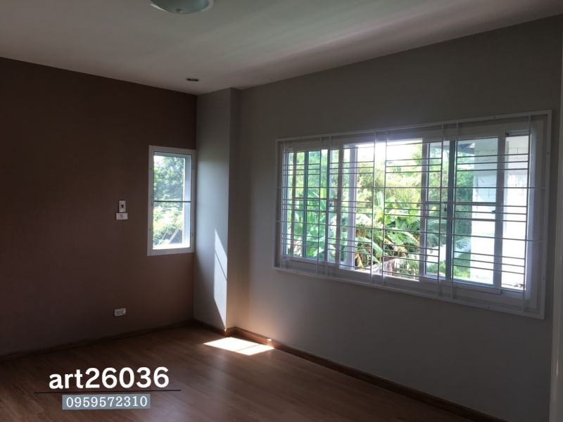 เหล็กดัดสีอบพร้อมมุ้งลวด มินิมอล ลายนิยม