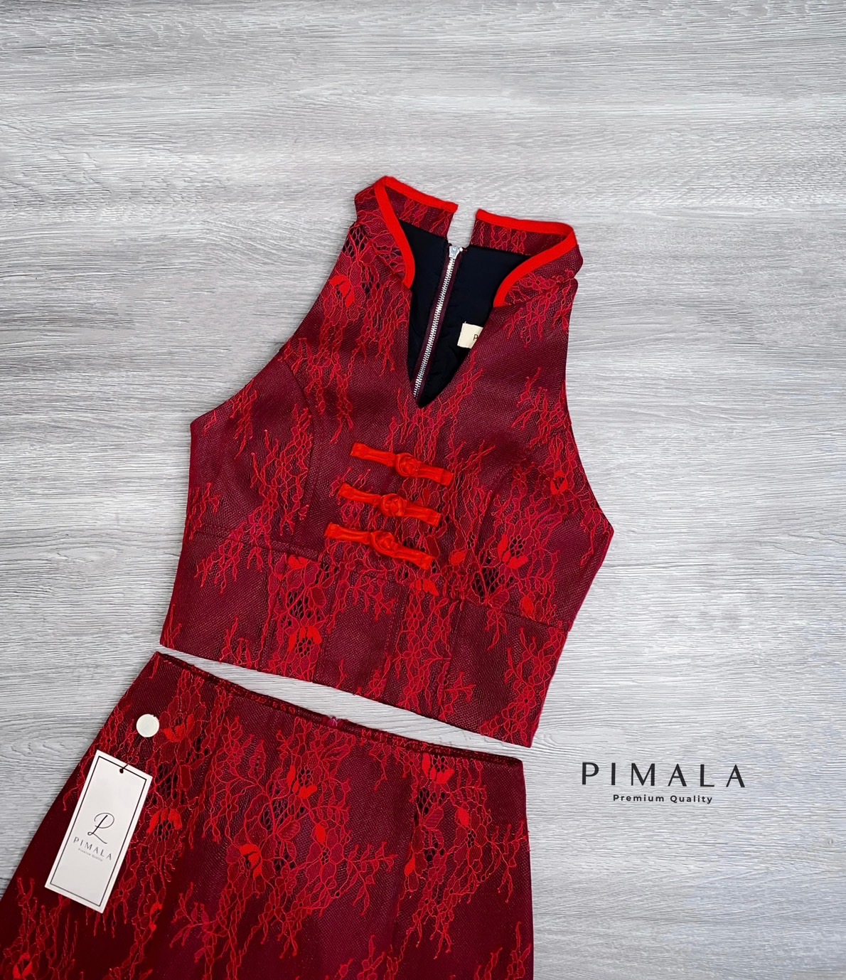 เซ็ทกี่เพ้า เสื้อ+กระโปรง XS S M L