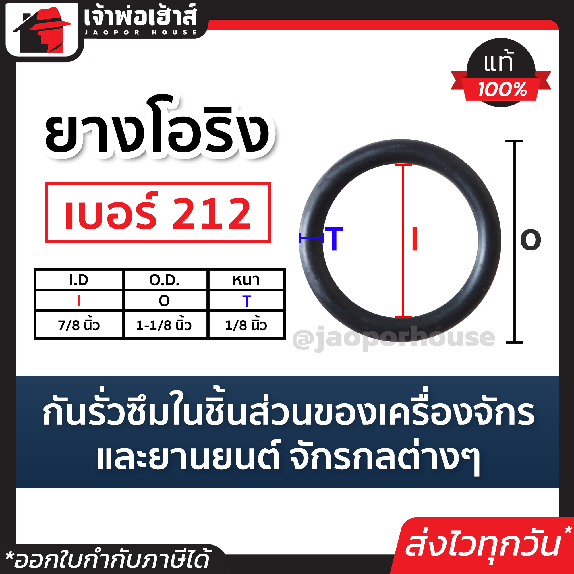 โอริง ยาง o ring เบอร์ 212 กันรั่วซึมในชิ้นส่วนของเครื่องจักรและยานยนต์ จักรกลต่างๆ ซีลยาง o ring silicone ยางโอริงสีดำ เเหวนยาง