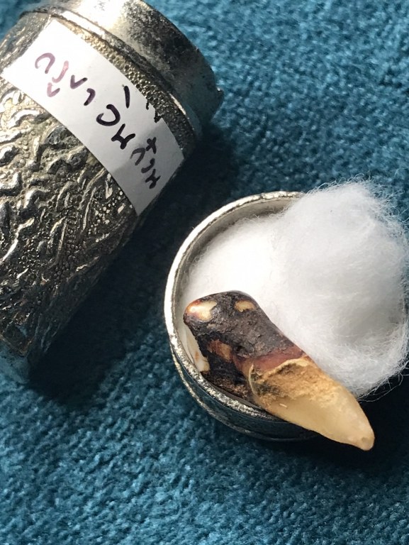 พระทันตธาตุ ครูบาอินก๋วน วัดสอบป๊าด จ.ลำปาง ได้มาจากพ่ออุดม ปัจจุบันอายุ 68 ปี ยังมีชีวิตอยู่ (บันทึก พ.ศ.2567) มีอาชีพขายอุปกรณ์ไฟฟ้าใน อ.เมือง จ,ลำปาง พ่ออุดมเคยรับใช้ครูบาอินก๋วน ระหว่างปี 2549-2557 พระทันตธาตุองค์นี้พ่ออุดมได้รับมาเมื่อ ปี 2554