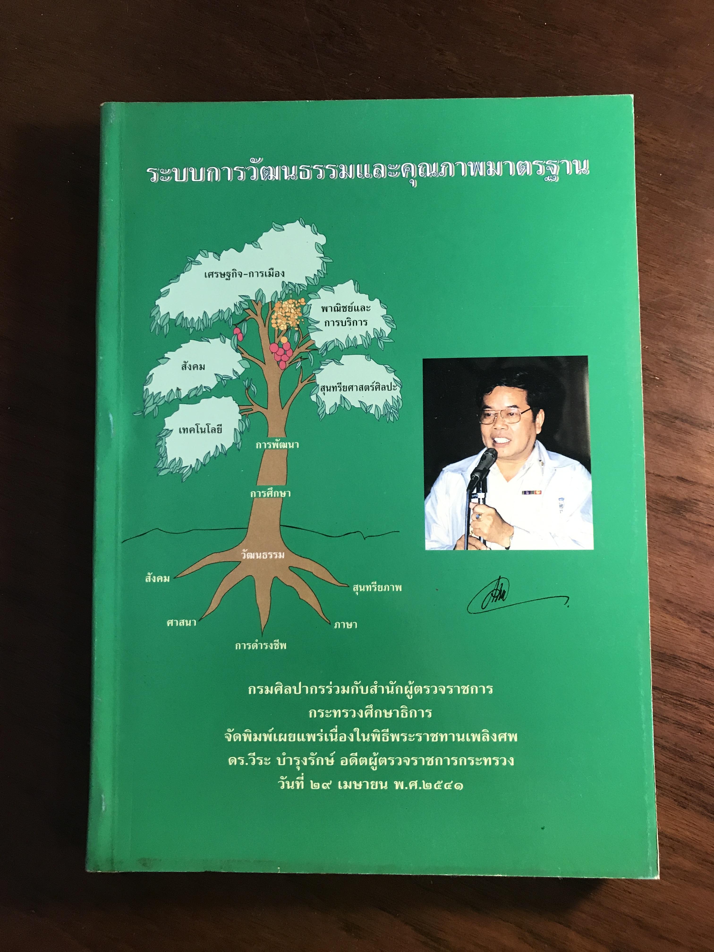 ระบบการวัฒนธรรมและคุณภาพมาตรฐาน กรมศิลปากรร่วมกับสำนักผู้ตรวจราชการกระทรวงศึกษาธิการ จัดพิมพ์เผยแพร่เนื่องในพิธีพระราชทานเพลิงศพ ดร.วีระ บำรุงรักษ์ อดีตผู้ตรวจราชการกระทรวง วันที่ ๒๙ เมษายน ๒๕๔๑ HIS1