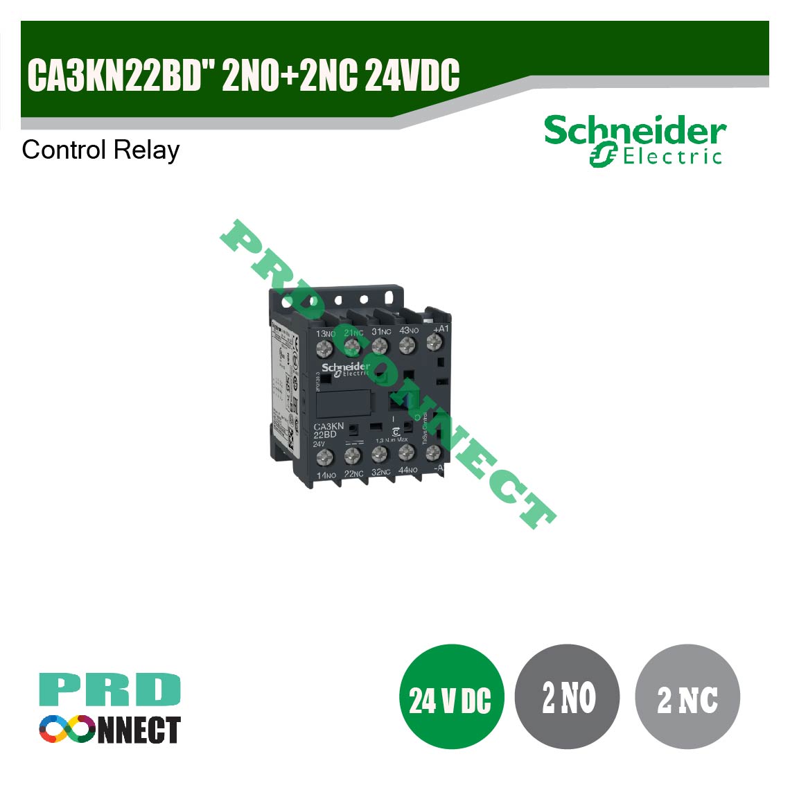 CA3KN22BD" 2NO+2NC 24VDC, Control Relay, Schneider
