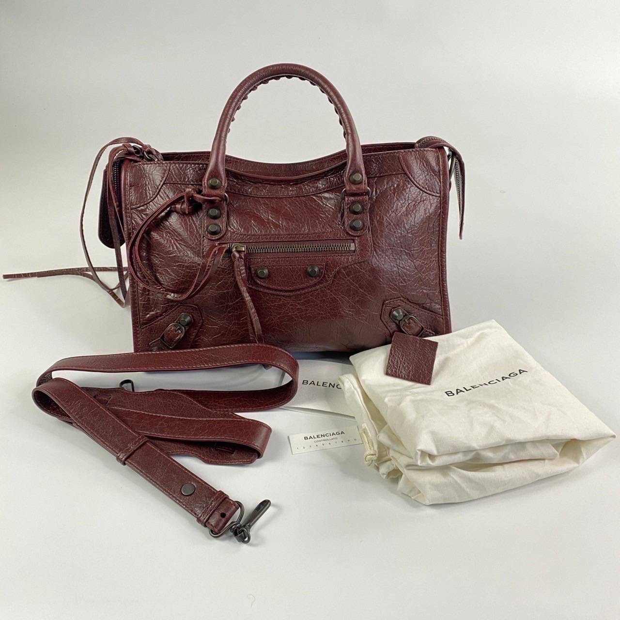 New Balenciaga Small City Burgundy
