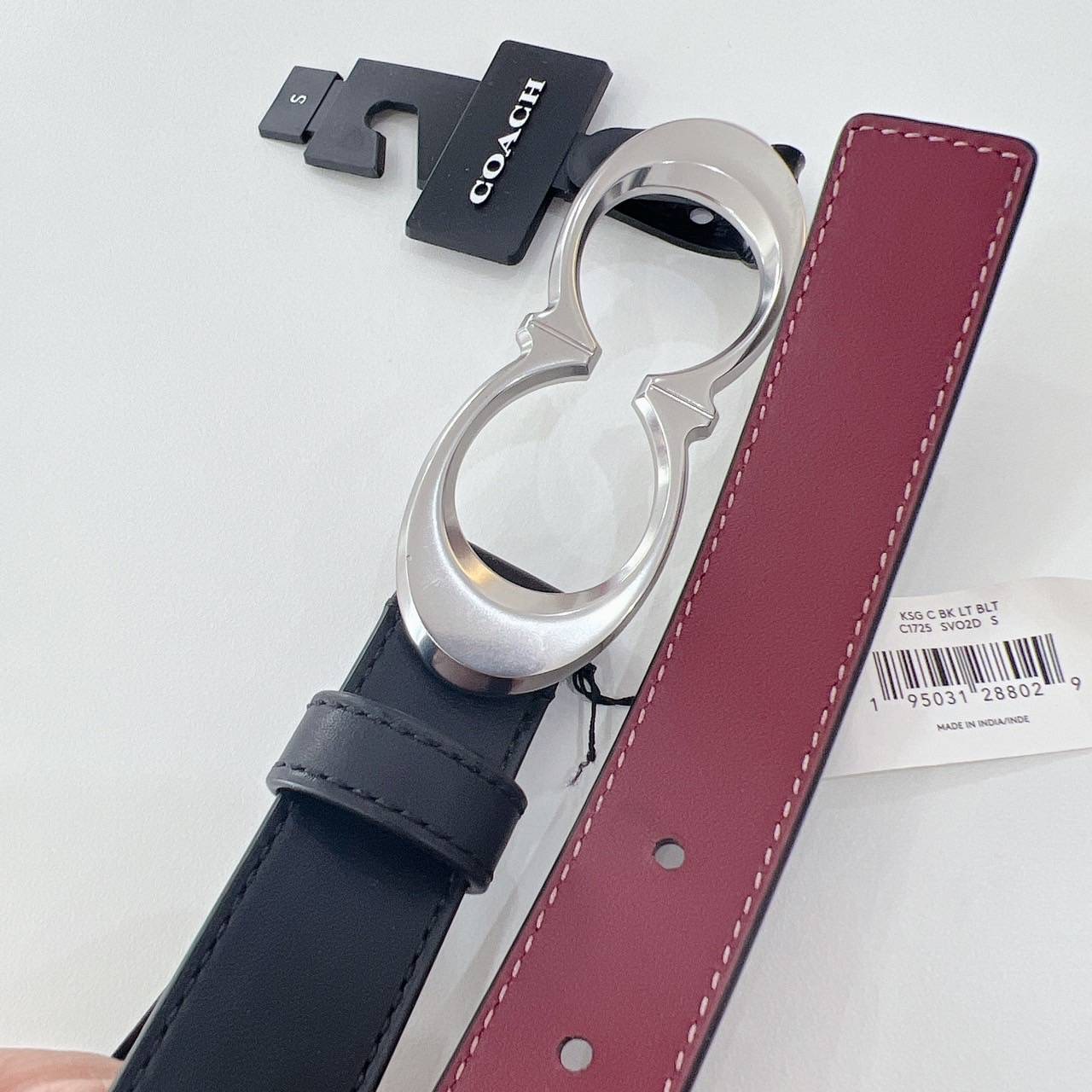New Coach belt เข็มขัด กว้าง 25 mm M 32”- 36” นิ้ว หัวสีเงิน