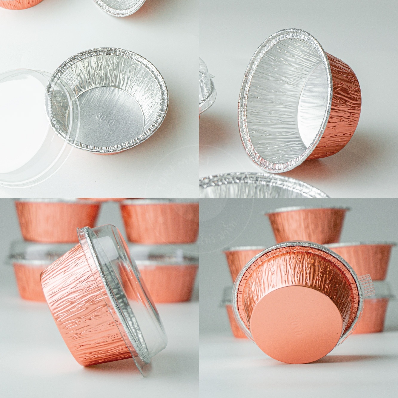 Toripac ถ้วยฟอยล์กลม S&S 3040 พร้อมฝา สีโรสโกลด์ , ลายวัว ขนาด 130 ml. (10ชุด/แพ็ค)