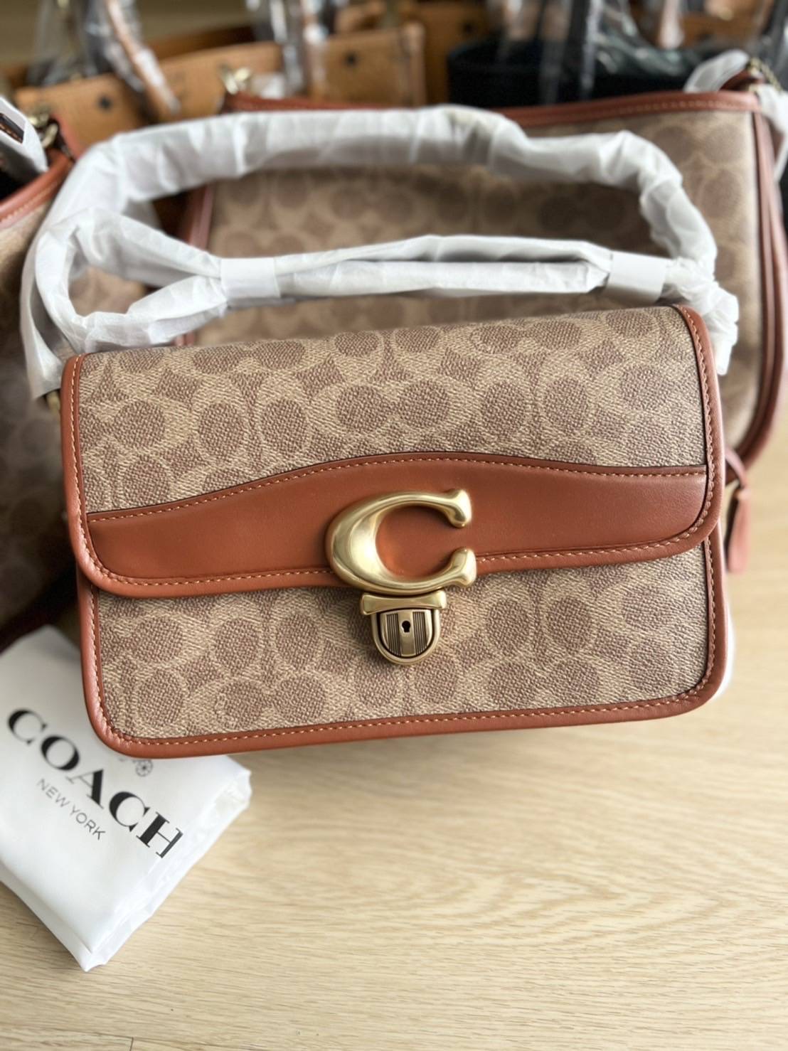 New COACH Coated Canvas Signature Studio Shoulder Bag