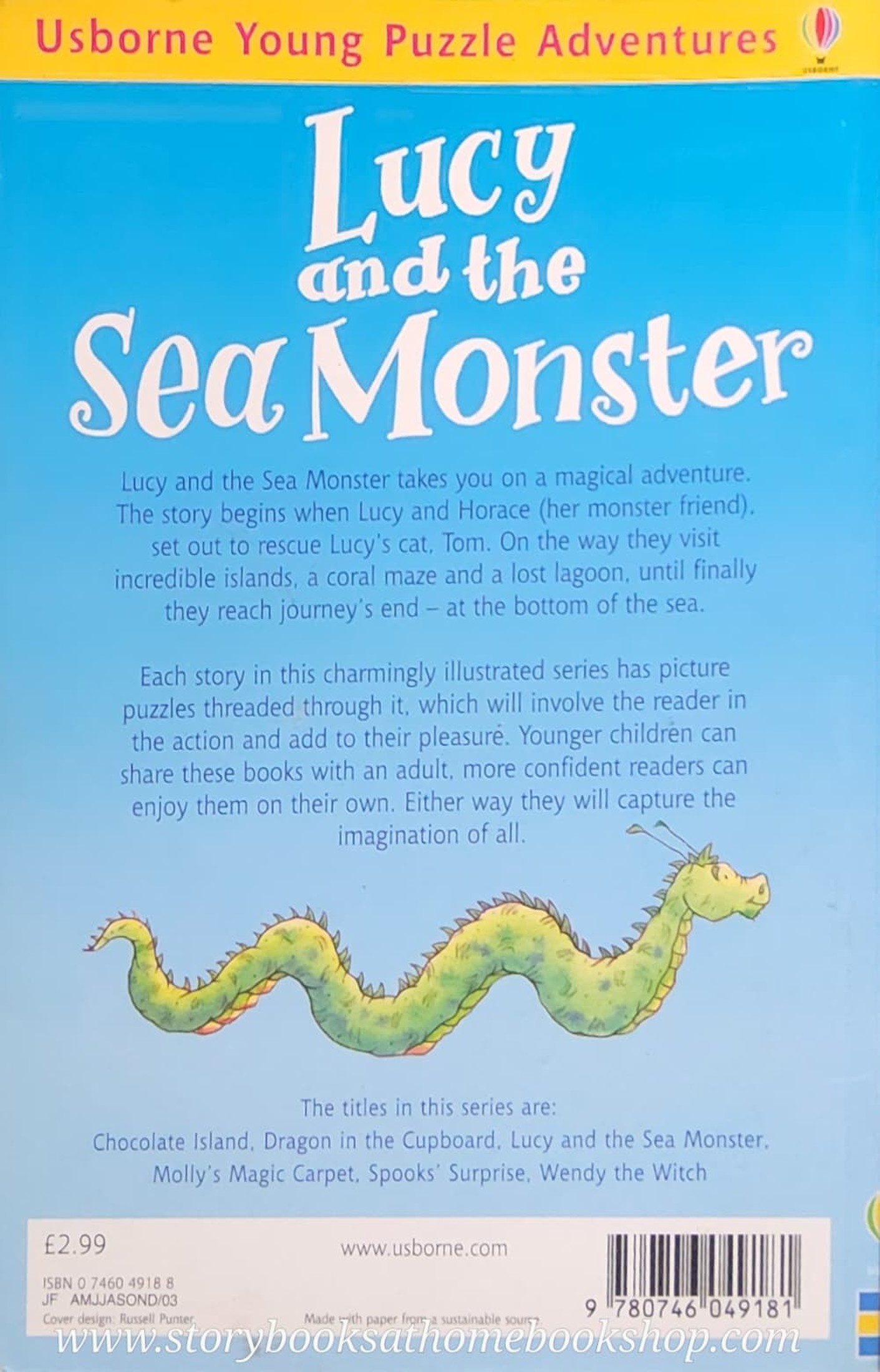 PUZZLE BOOK** ♥️USBORNE PUZZLE ADVENTURES: LUCY AND THE SEA MONSTER BY KAREN DOLBY