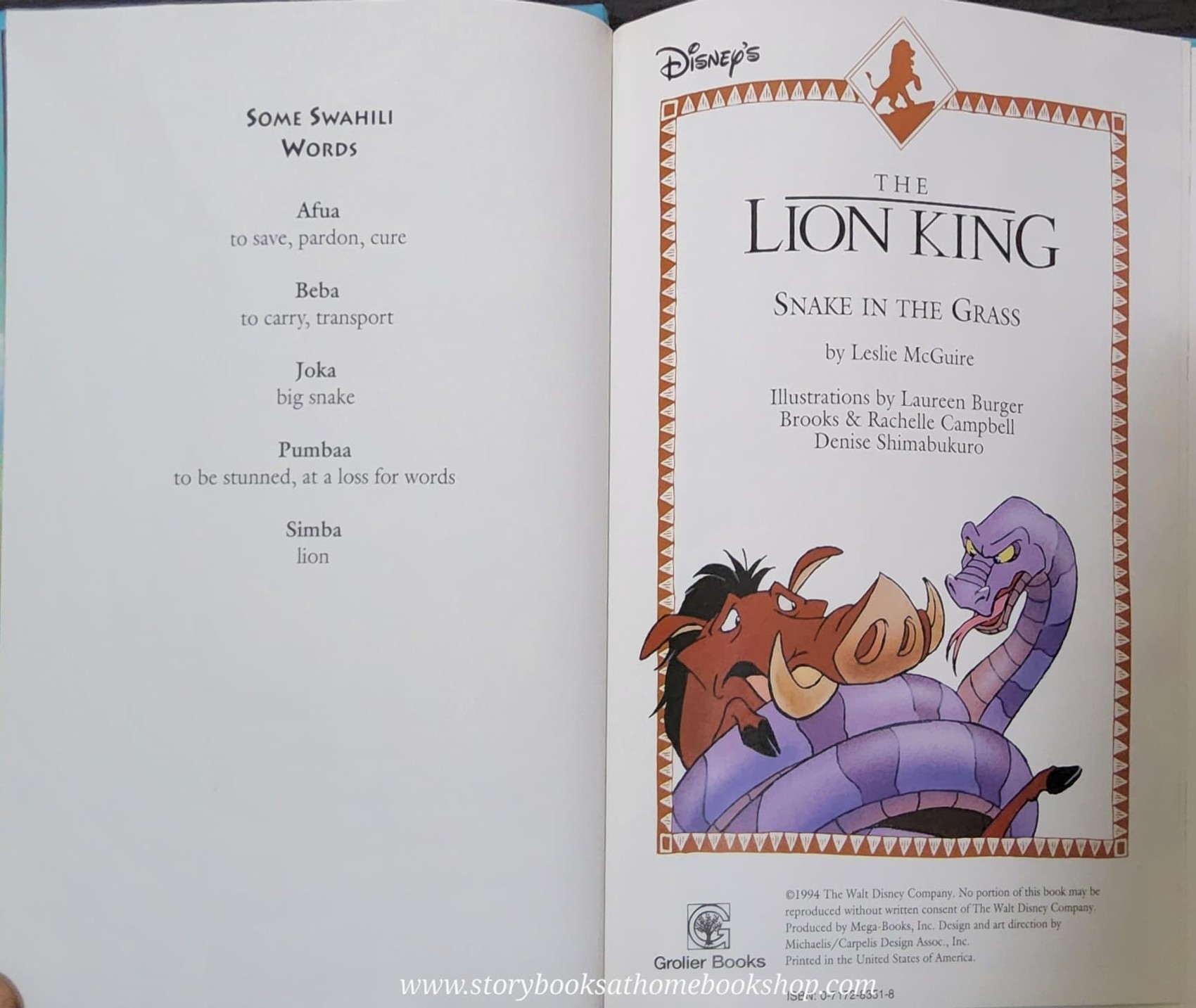 หนังสือนิทานปกแข็ง** 🍅🍅DISNEY'S THE LION KING A SNAKE IN THE GRASS