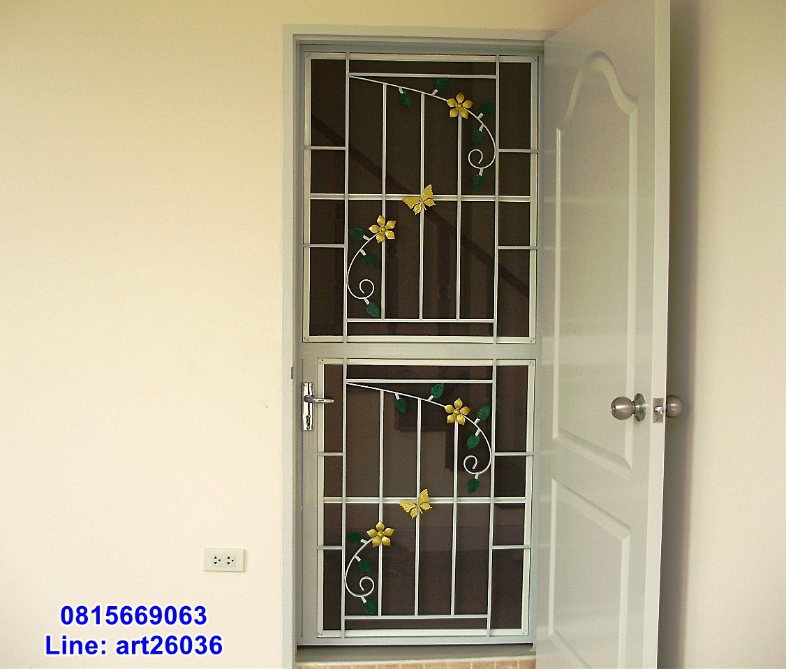 เหล็กดัดพร้อมมุ้งลวด ประตู