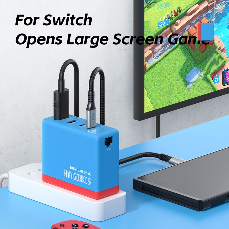 [ออกใบกำกับภาษีได้]พร้อมส่งจาก กทม Hagibis TC-100 Switch Dock for Nintendo Switch GaN fast charger Portable TV Docking Station 4K HDMI-compatible