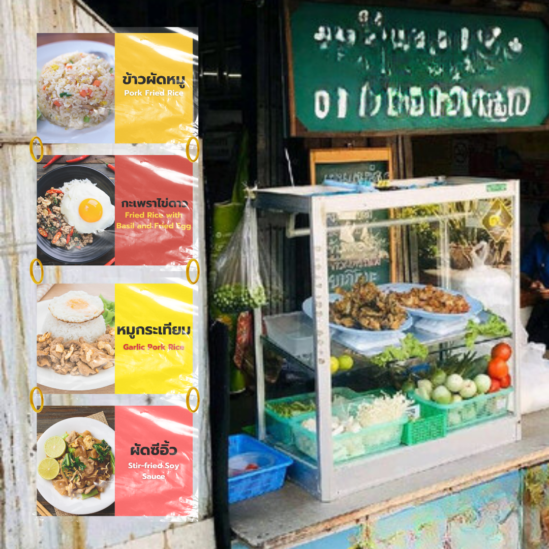 ชุดป้ายเมนูอาหารตามสั่ง A4 เคลือบพลาสติก 4 เมนูขายดี