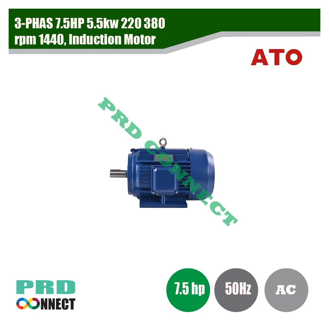 3-PHAS 7.5HP 5.5KM 220 380 RPM 1440, INDUCTION MOTOR