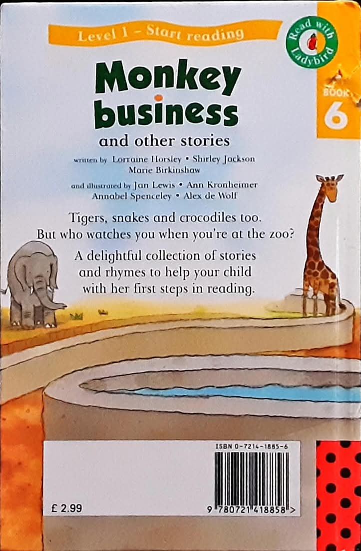 หนังสือนิทานปกแข็ง ** 🍅🍓READ WITH LADYBIRD:L1 BOOK 6 MONKEY BUSINESS