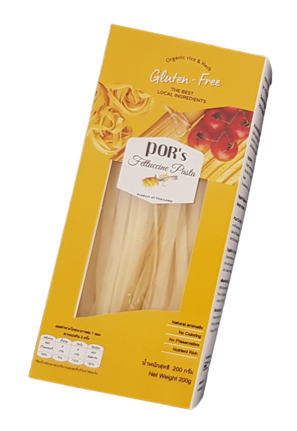 Gluten Free Fettuccine Pasta-Organic Hommali Rice 150g. พาสต้าเส้นแห้ง สูตร 1