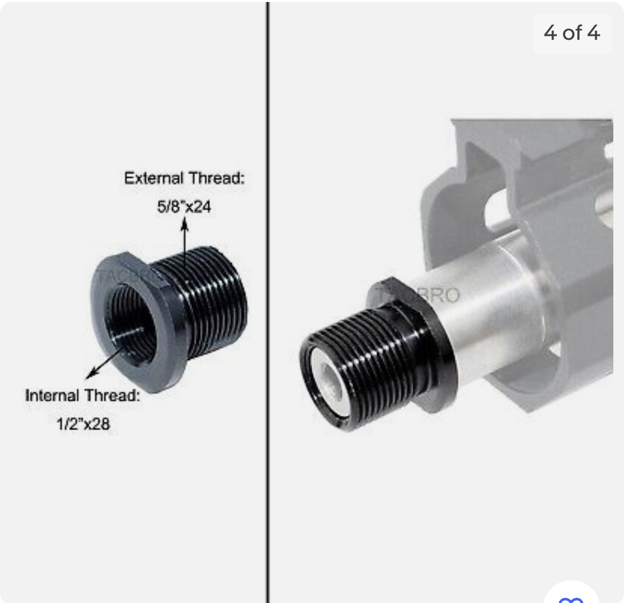 AR15 - Black Oxide Stainless Steel Construction Muzzle Thread Adapter Convert [1/2x28] to [5/8x24]