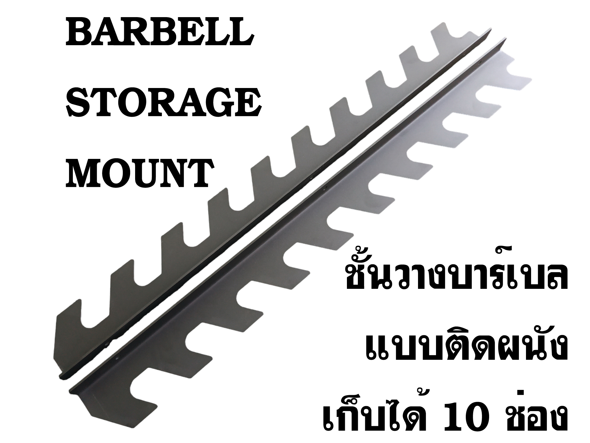 Barbell Storage Mount ชั้นวางบาร์เบล แบบติดผนัง เก็บได้ 10 ช่อง (1 ชุด)