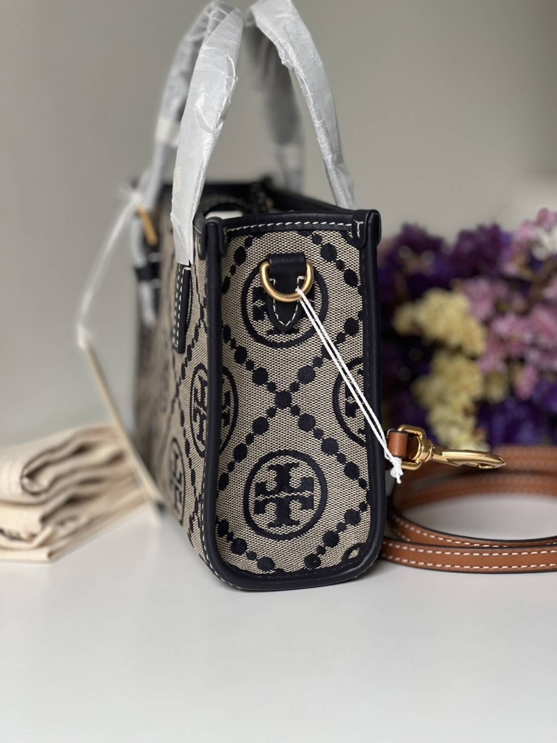 New Tory Burch Mini T Monogram Square Tote Sz. 7.5” (L) x 6” (H) x 2” (D)