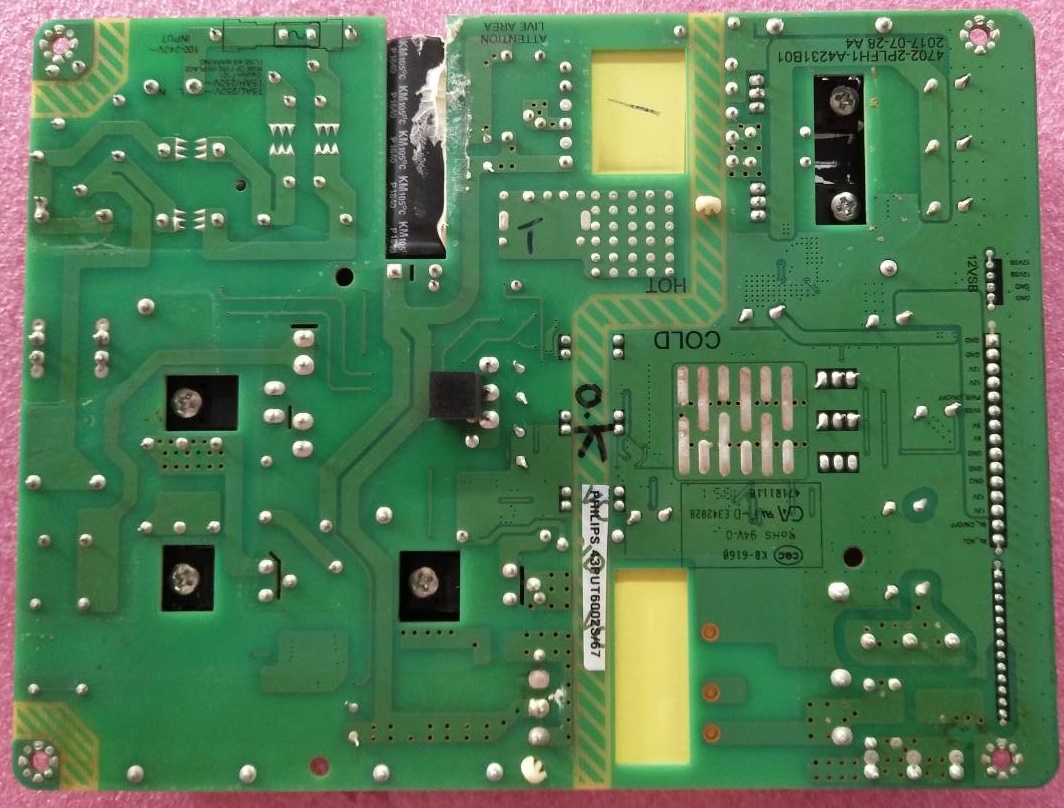 ซับพลายทีวี ฟิลิปส์ PHILIPS ของแท้ถอดจากเครื่อง ใช้กับรุ่น43PUT6002S/67 50PUT6002S/67 55PUT6002S/67 (ใช้กับไดร์ขับหลอด 2ชุด)