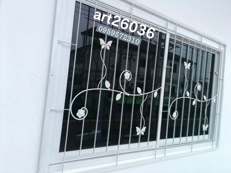 เหล็กดัด หน้าต่าง บานเลื่อน สีขาว สวยๆ