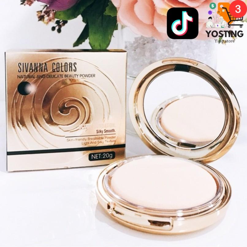 Sivanna Colors Natural And Delicate Beauty Powder 20g HF689 แป้งพัฟ สิวันนา แป้งหอย เนื้อเนียน ปกปิด