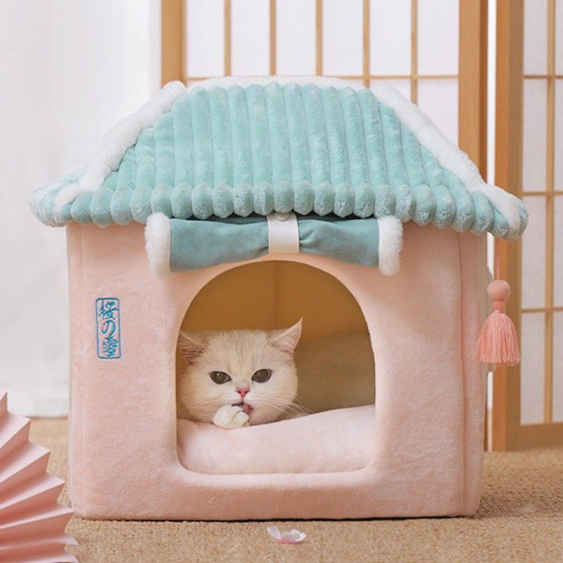 บ้านแมว สไตล์ญี่ปุ่น ที่นอนสัตว์เลี้ยง 38x43x43cm