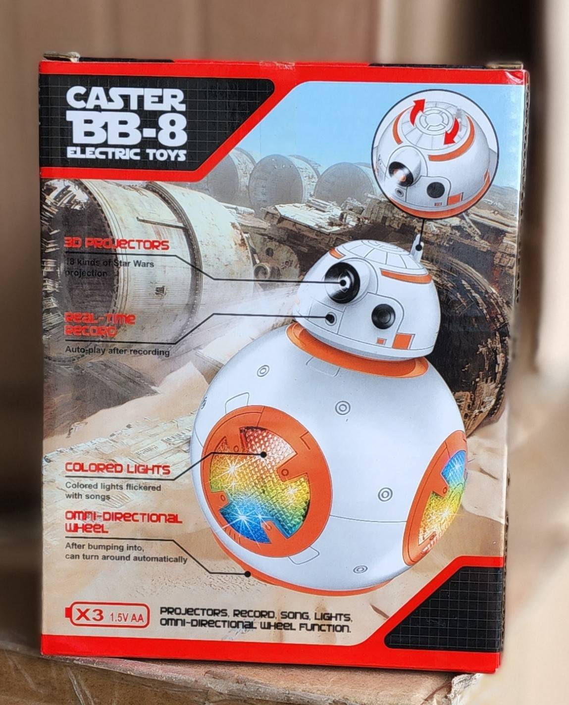 019 หุ่นยนต์ CASTER bb-8 ใส่ถ่านวิ่งชนถอยอัดเสียงได้