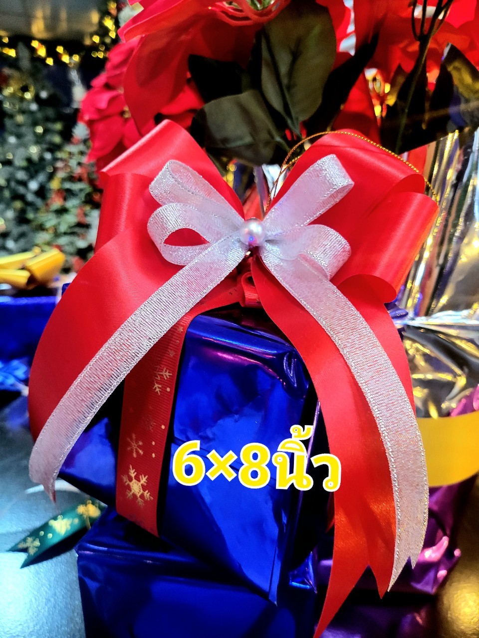 โบว์คริสต์มาสประดับ ขนาด 6*8 นิ้ว/โหล